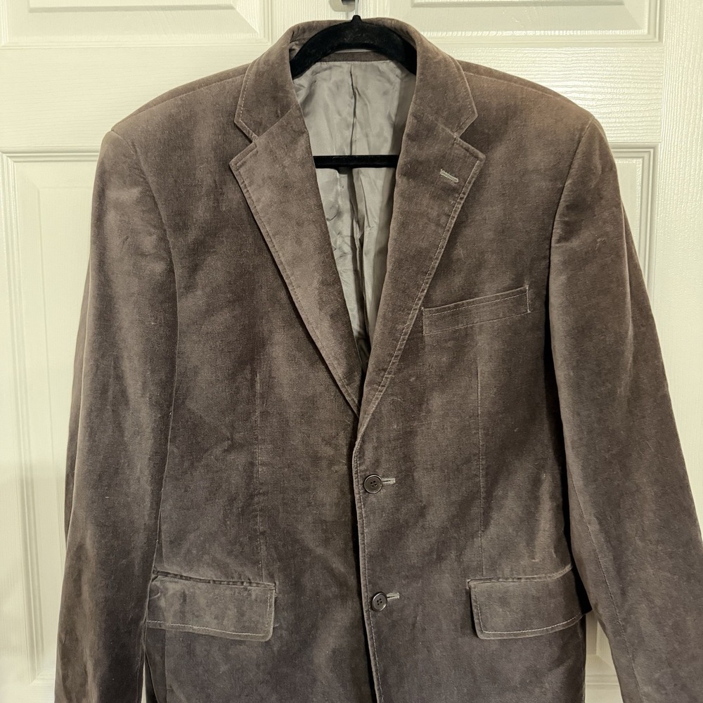 Mens BATISTINI US Size 50 Cool Brown Velvet 90's Blazer Sport Coat Jacket EUC